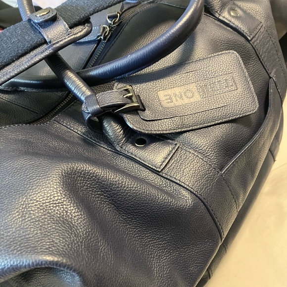 Navy Limited Edition Amex Lined Leather Weekender Bag - Picture 2 of 6